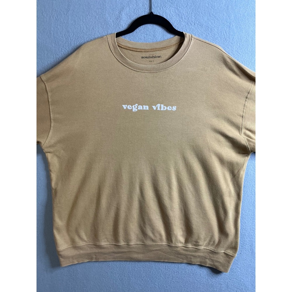 Soulshine Sweatshirt Women's Large Vegan Vibes Graphic Sweatshirt Comfy Pullover
